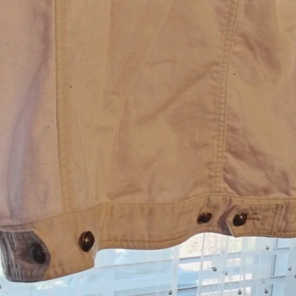 Chico's Woman's Pale Pink Ruffled Sleeves Jean Jacket, Size: 0 - Picture 8 of 9